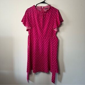 SHEIN Dark Pink White Hearts Sleeveless Dress Size US 8/10